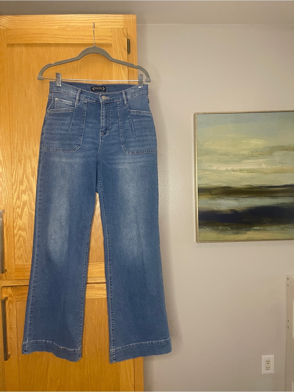 Nanette Lepore Jolie Super High Rise Wide Leg | size 4 | Cotton Medium Blue